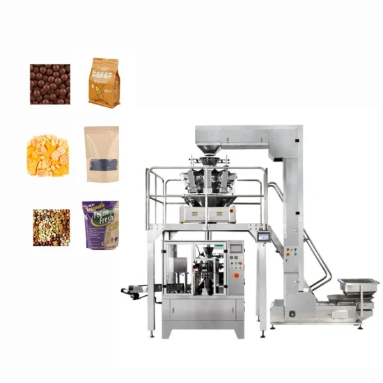 Busta automatica con cerniera Doypack Confezionatrice con pesatrice multitesta Macchina confezionatrice rotativa automatica per Durian essiccato